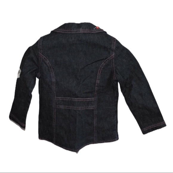Floriane Dark Denim Jean Jacket Beaded Small - Picture 2 of 5